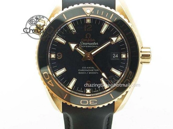 0112 Bright Planet Ocean Professional Rose Gold Liquid Metal V6F 45mm on Black Rubber Strap A 8287